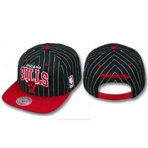  NBA Mitchell Ness Chicago Bulls Stripe Black Adjustable Hats 