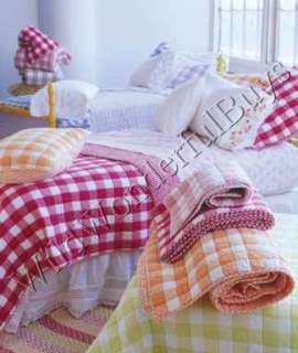 FRENCH COUNTRY PINE CONE HILL GINGHAM QUILT with TWO STANDARD SHAMS 