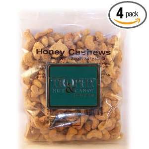 Trophy Nut Honey Roasted Cashews, 12 Ounce Bags (Pack of 4)  