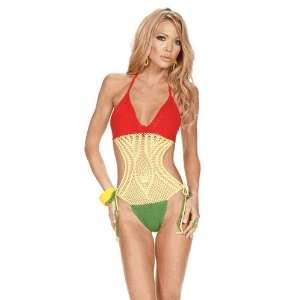   Jamaican Leaf Crochet One Piece Swimsuit   Small 