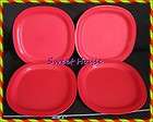 tupperware microwave luncheon plates set of 4 red new  