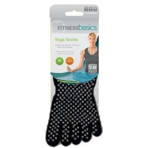  Fitness Basics Yoga Socks, Black, Medium Sports 