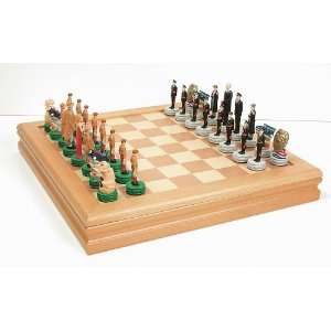  15 Chess Set   Cops And Robbers   Board and Chessmen 