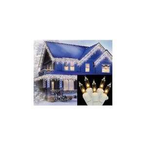   100 Clear Icicle Christmas Lights   White Wire Patio, Lawn & Garden