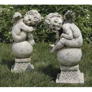   Cherub Angel on Ball Outdoor Garden Statue #27047A