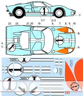 12 replacement decal set to dress Trumpeters 1/12 FORD GT40 model 