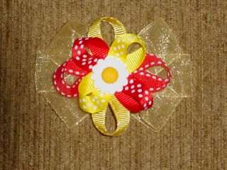   TODDDLER  IRLS HAIR CLIP BOW BARRETTE~**DAISY RED **~PLUS FREE GIFT