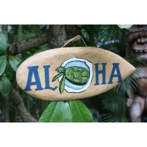   ALOHA SURF SIGN 20 W/ PAINTED & CARVED TURTLE Patio, Lawn & Garden