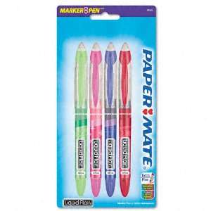  Paper Mate  Liquid Flair Marker Pen, TRS Brl, GN/pk/PE/RD 