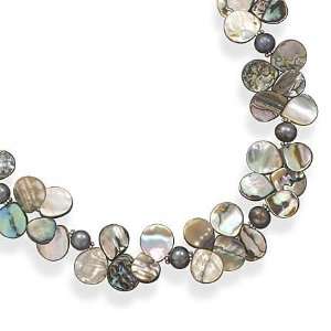   Inch Extension Abalone Shell and Cultured Freshwater Pearl Necklace