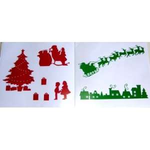   Santa and Reindeer Peel and Stick Vinyl Wall Decals