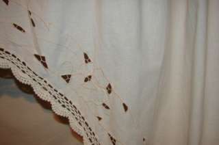 Vintage 2 White Valances Curtains Scalloped Edges  