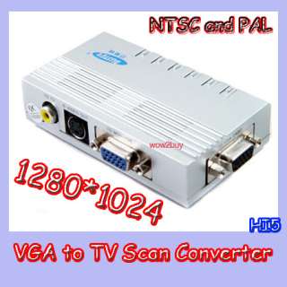 US PC VGA to TV Video 1280x1024 Scan Converter NTSC PAL  
