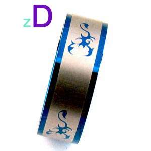   12.5 Blue Wide Vivid Scorpion Stainless 316L Steel Finger Ring Jewelry