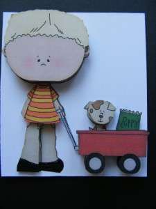 Handmade 3D BOY with a Wagon Embellishment Scrapbooking  