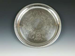   BLACKINTON SILVERPLATED ROUND SNACK SERVING TRAY PLATTER ROPE #284