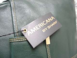  HuGe Leather Sharif Americana Bowling Bag Purse Tote NWT Green 