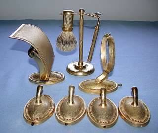 Nine Piece Brass Bathroom & Shaving Accessories Lot  