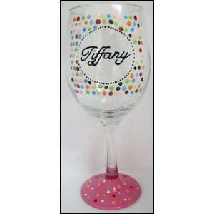   Multi Color Polka Dot Hand Painted Wine Glass