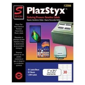  Plazstyx Labels F/Laser Printers, Address, 1 quot;x2 5/8 