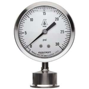  STG L030/35 01 Sanitary Pressure Gauge, 3 1/2 Dial, 0 30 psi Range 