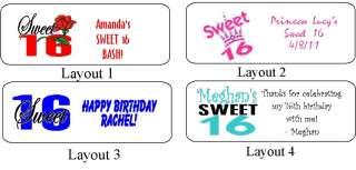 30 Personalized Bubble Labels Sweet 16 Birthday Favors  
