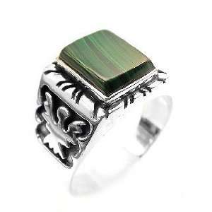 Sterling Silver Mens Green Malachite Eagle Ring Size 11(Sizes 9,10,11 