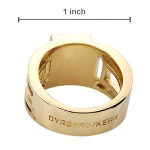 Dyrberg/Kern Gold Finish Swarovski Crys Ring sz 9  