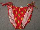   Malibu Dream Girl Swimsuit Bikini Bottoms L Red Pineapple Side Tie