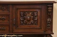 Lion Carved Sideboard, Credenza or TV Base  