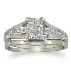   Low Priced Diamond Bridal Wedding Set in Sterling Silver Jewelry