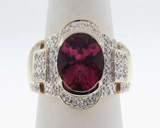   12x10mm Rubellite Tourmaline Daimonds Solid 18k Gold Cocktail Ring