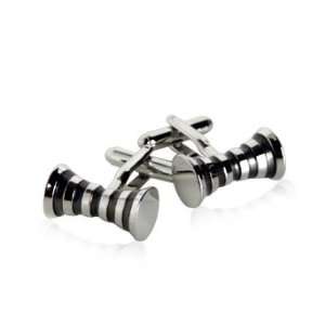  Silver and Charcoal Gray Silver Rollers Cufflinks by Cuff Daddy 