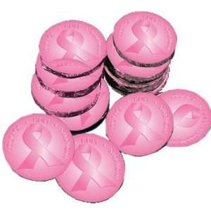   Doz Pink Ribbon Chocolate Coins   Silver Dollar Size 