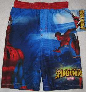 Spiderman Swimtrunks Swim Trunks Swimsuit Boys 4T and 6  