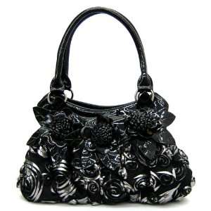  Gorgeous Black and Silver Rose Handbag 