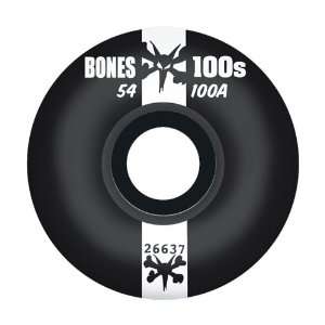 Bones Wheels Bones 100s Skateboard Wheels (Set of 4) (51mm, Black 