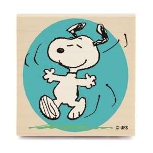  New   Peanuts Mounted Rubber Stamp 2.25X2.25   Happy Snoopy 