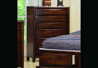 Six Drawer Tall Bedroom Dark Brown Wooden Chest Dresser  