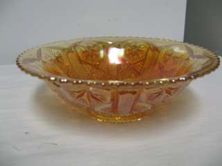 Vintage Imperial CARNIVAL GLASS Candy/Bon Bon Bowl Star & File Pattern 