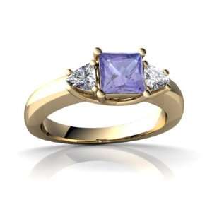    14K Yellow Gold Square Genuine Tanzanite Ring Size 4 Jewelry