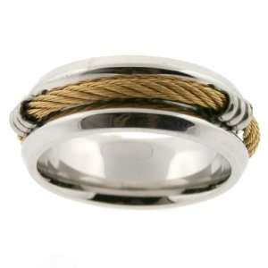  Stainless Steel Ring Band 316L Gold Cable Rounded Polish 