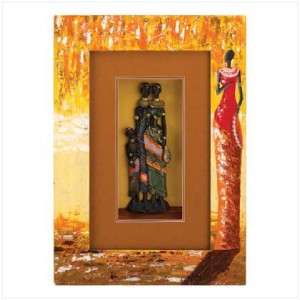   AFRICAN TRIBE Family SHADOWBOX Wall Art w/ Frame~Mother, Father, Child