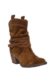 Dingo Womens Western Cowboy Boots Tobacco Suede Slouch W/Strap DI 683 