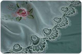 Pink Rose Embroidery Lace Sheer Curtain Valance 37x148  