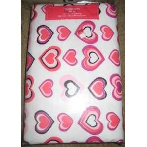  White Linear Heart Valentines Tablecloth (60 In. X 102 In 