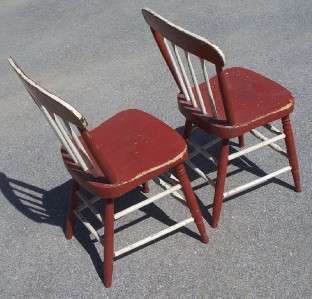Set of 4 Antique 19th C. PLANK SEAT WINDSOR CHAIRS  