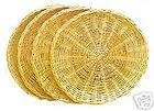 PAPER PLATE HOLDERS WOVEN NATURAL RATTAN SET OF 12