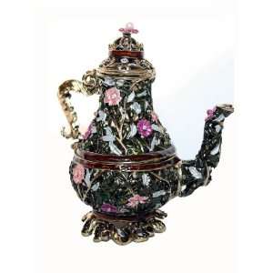  Metal Netted Teapot Pill Box With Elegant Floral Design 