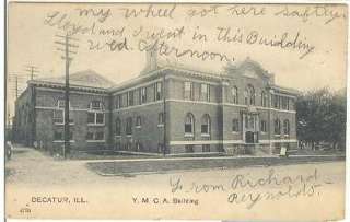 pc7635 postcard Decatur Illinois YMCA Building Postally used.  